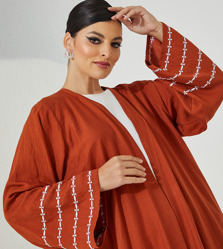 Embroidered Casual Abaya with Inner Dress