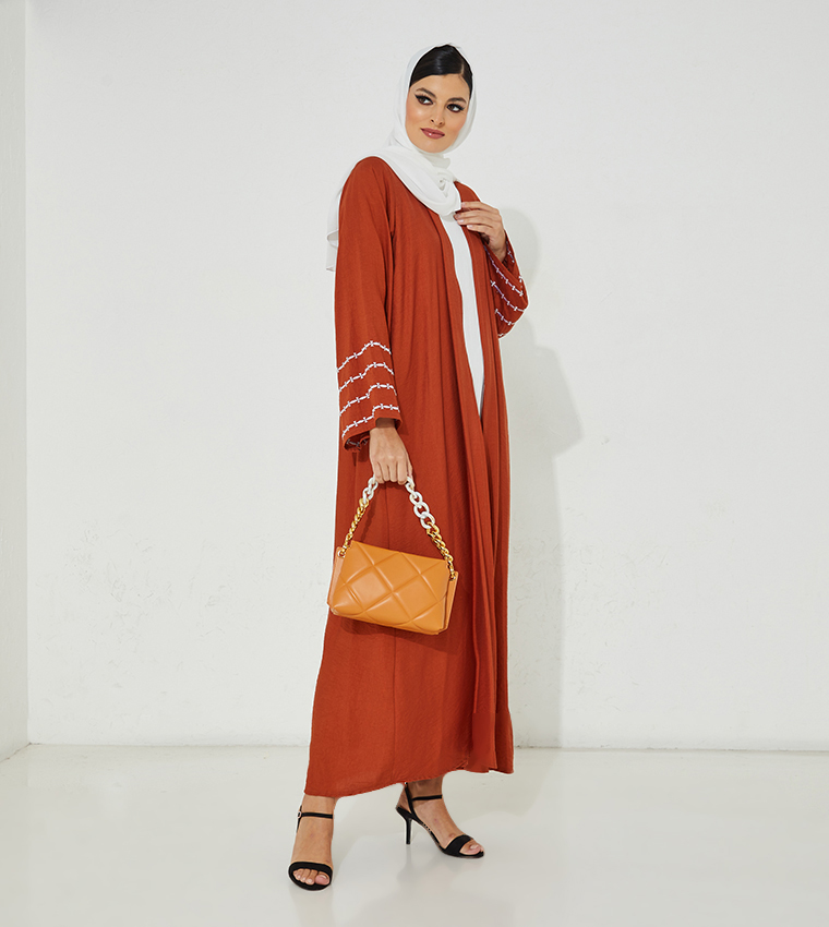Embroidered Casual Abaya with Inner Dress