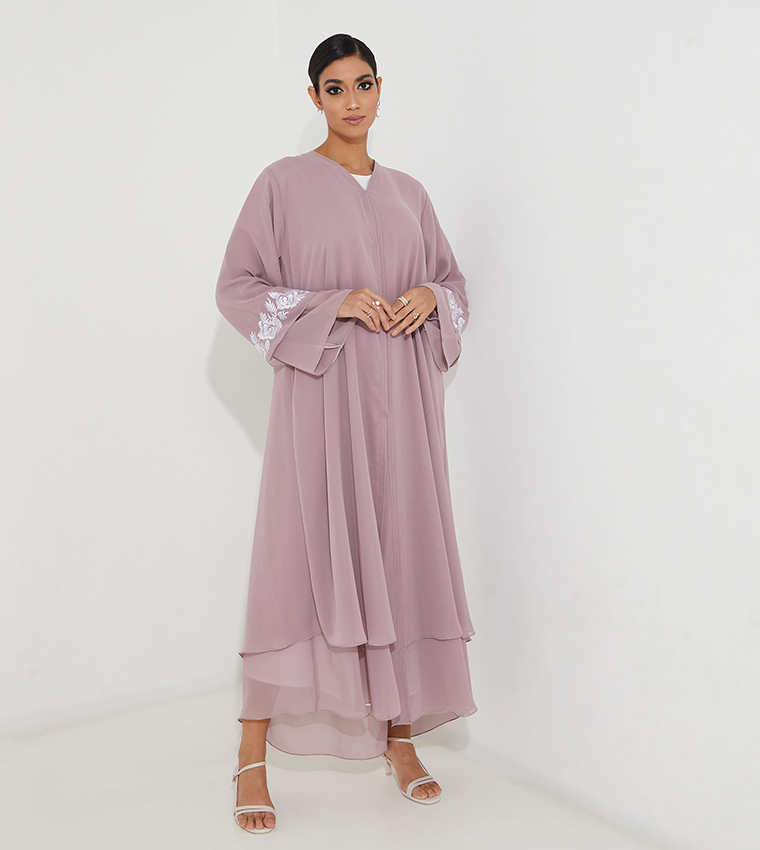 Embroidered Flared Abaya