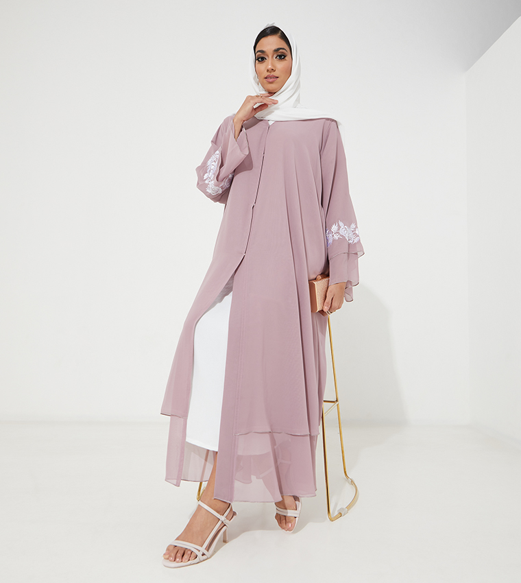 Embroidered Flared Abaya