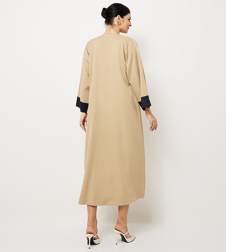 Textured Push Button Closure Abaya