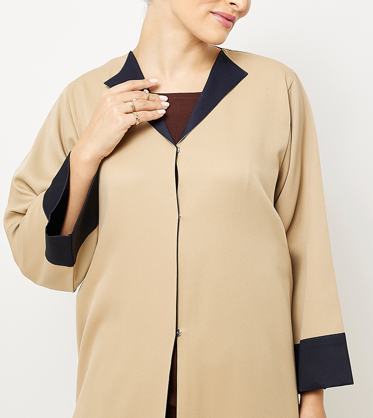 Textured Push Button Closure Abaya