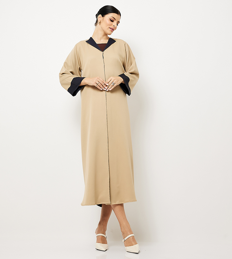 Textured Push Button Closure Abaya