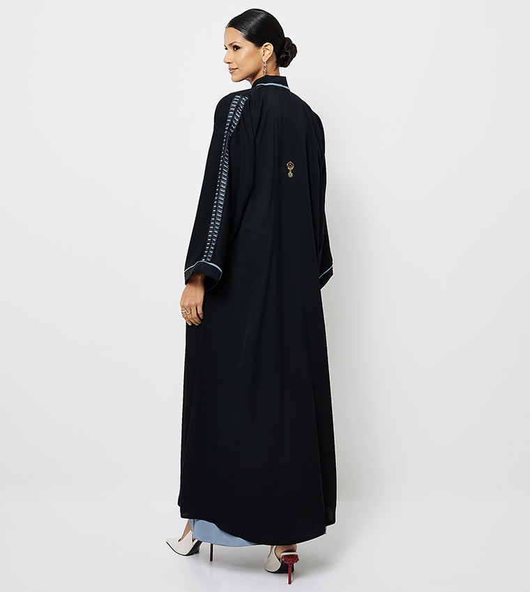 Contrast Piping Fringe Detail Abaya