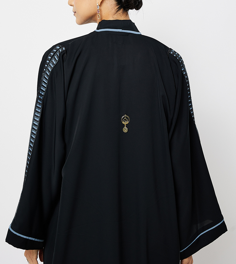 Contrast Piping Fringe Detail Abaya