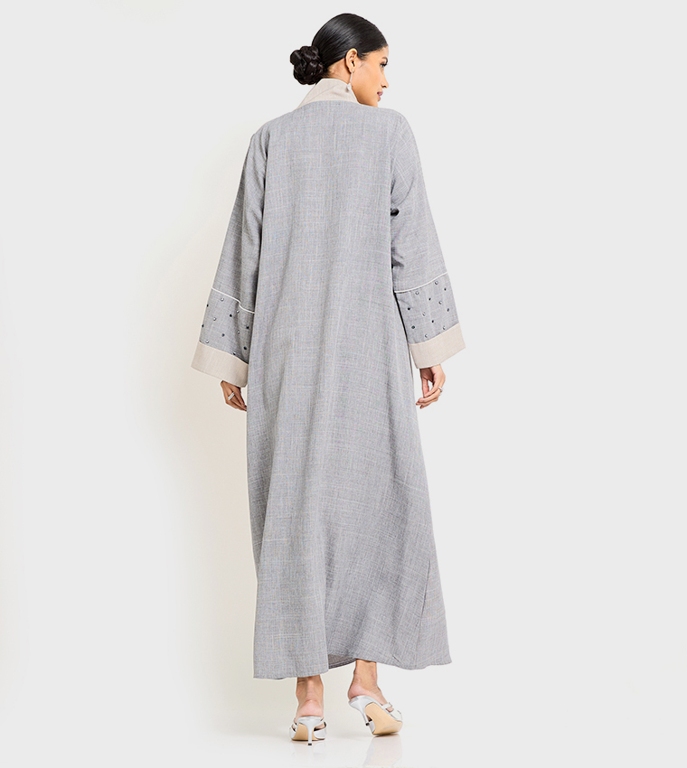 Stone Embellished Long Sleeves Abaya