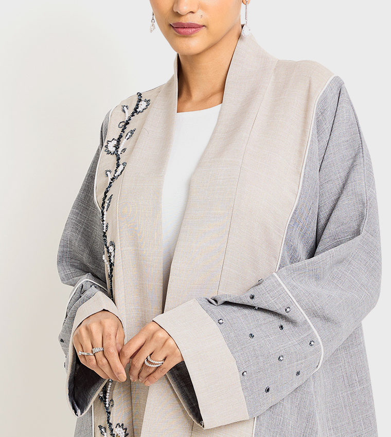 Stone Embellished Long Sleeves Abaya