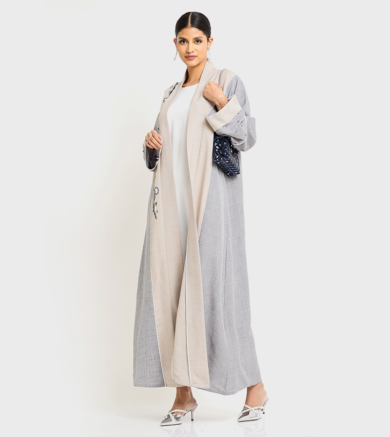 Stone Embellished Long Sleeves Abaya