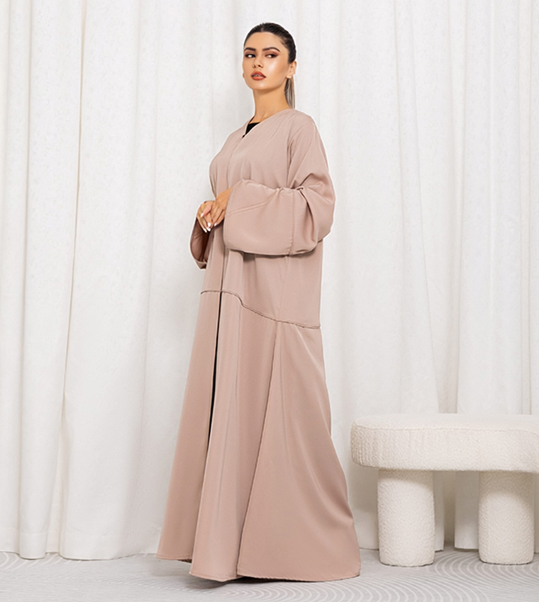 Solid V-Neck Abaya