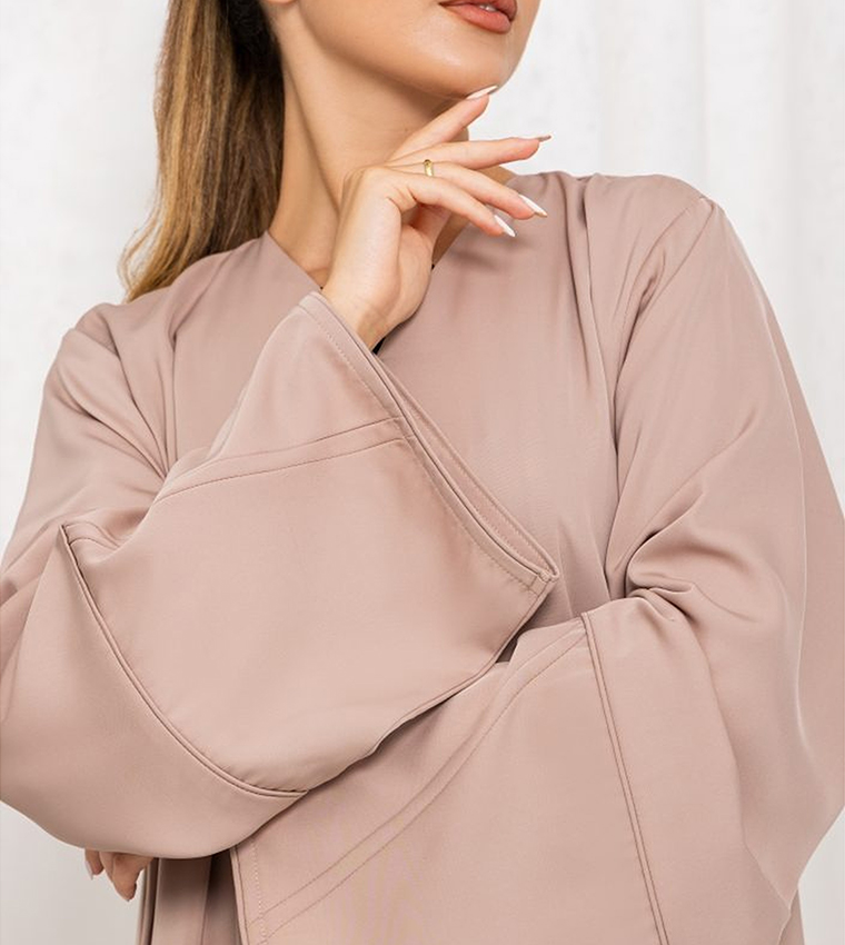 Solid V-Neck Abaya