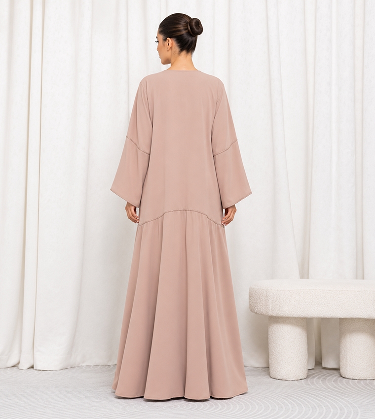 Solid V-Neck Abaya