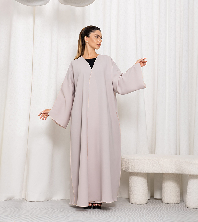 Solid V-Neck Abaya
