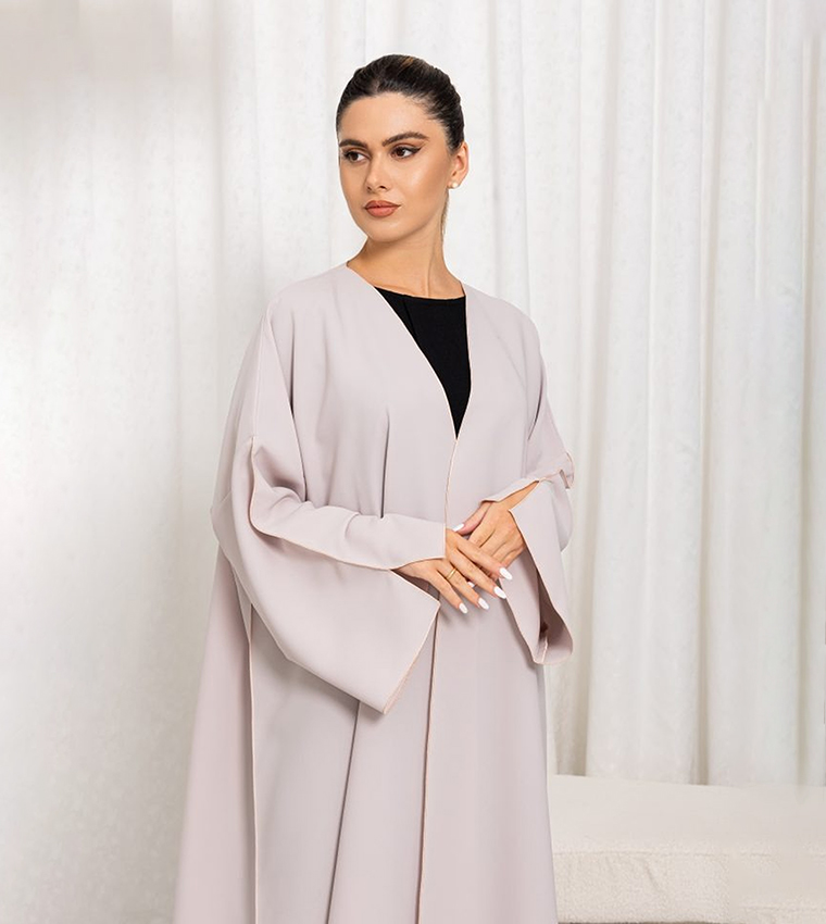 Solid V-Neck Abaya