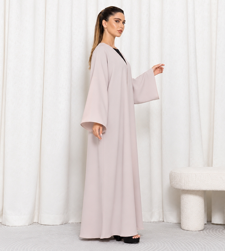 Solid V-Neck Abaya