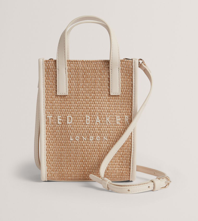 PAULII Logo Detail Faux Raffia Mini Tote Bag
