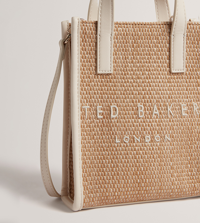 PAULII Logo Detail Faux Raffia Mini Tote Bag