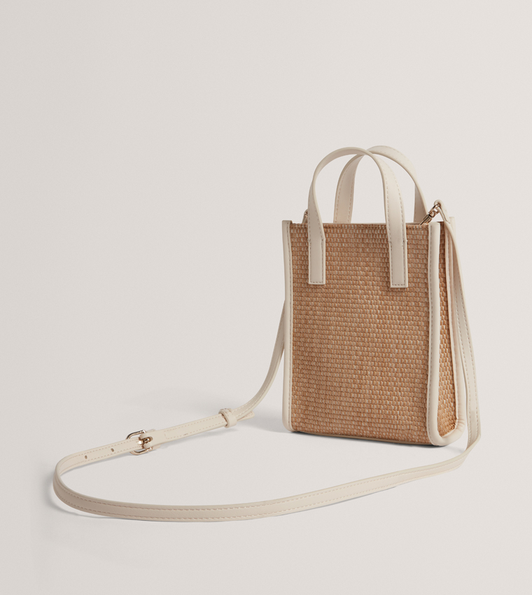 PAULII Logo Detail Faux Raffia Mini Tote Bag