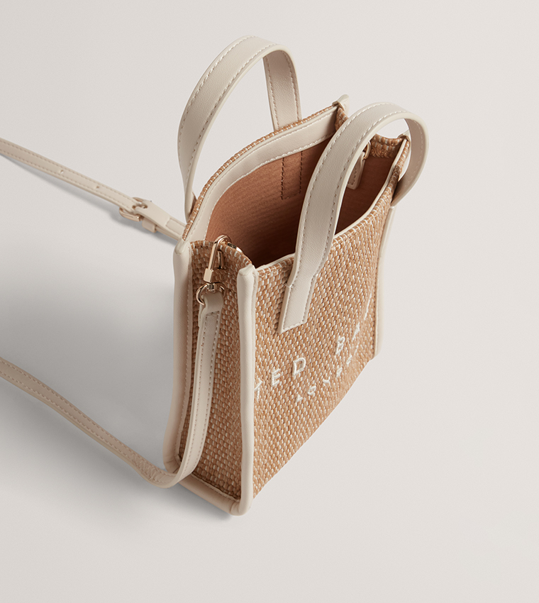 PAULII Logo Detail Faux Raffia Mini Tote Bag