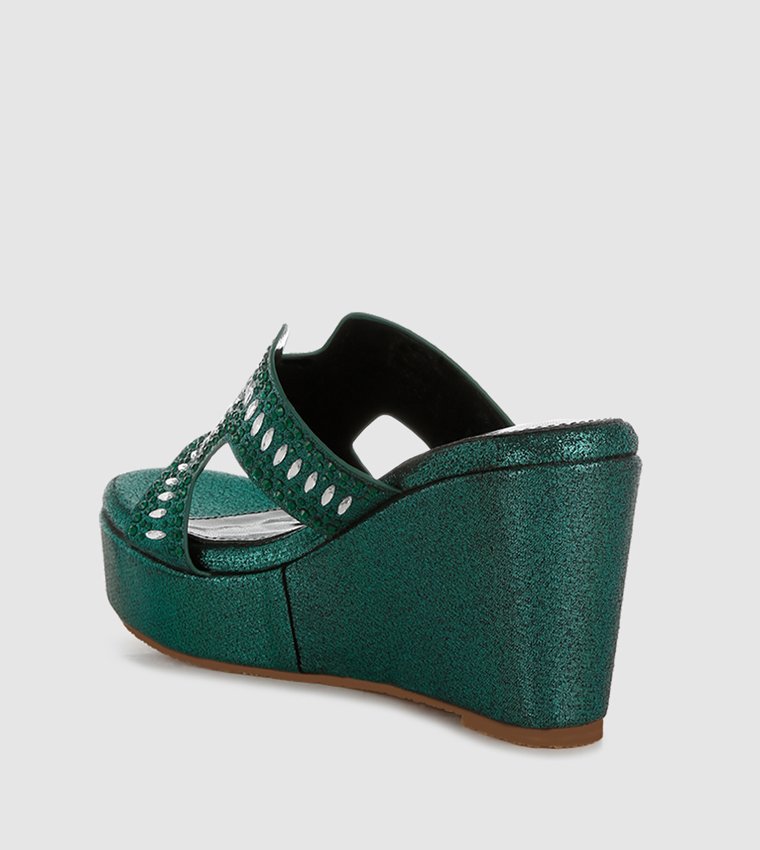 Embellished H-Strap Wedges