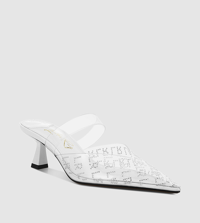 Embellished Pointed Toe Mule Pumps