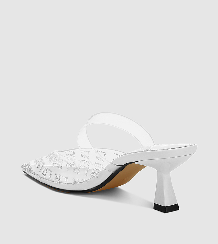 Embellished Pointed Toe Mule Pumps