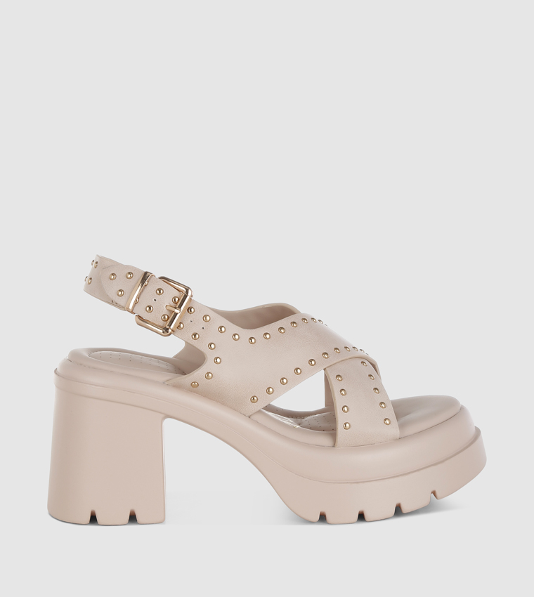 Studded Slingback Heeled Sandals