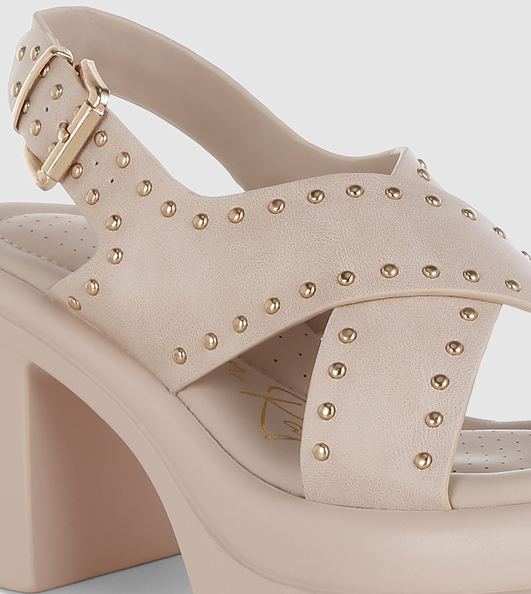 Studded Slingback Heeled Sandals