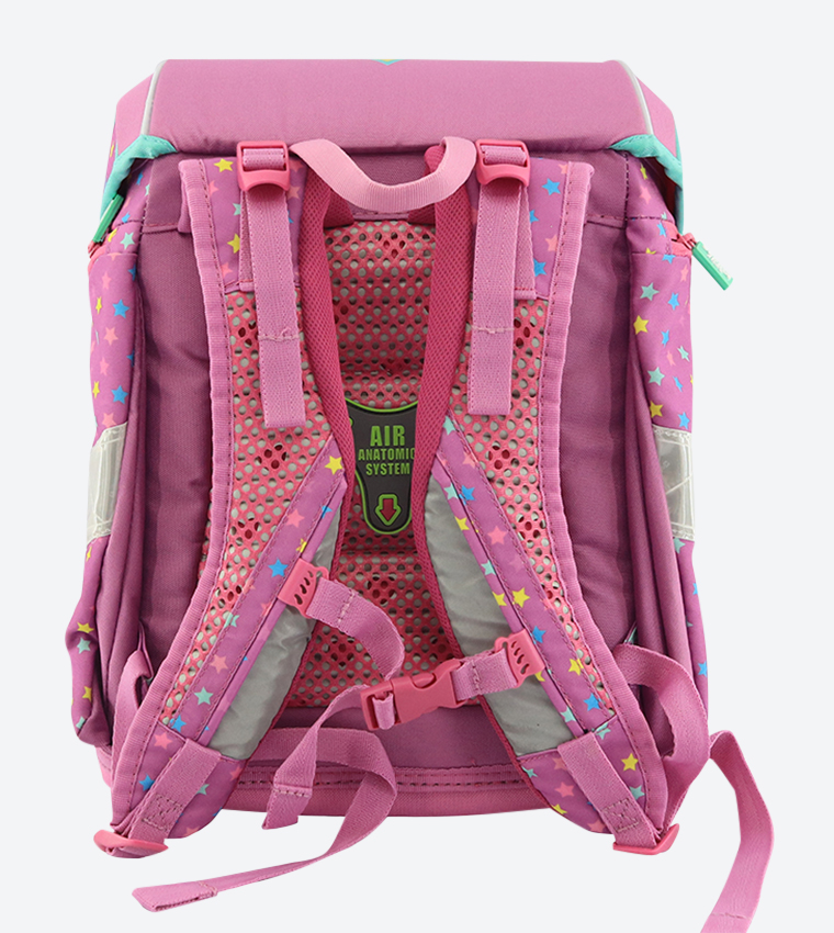 Smily Kiddos Star Printed Zip Pocket Fancy Backpack