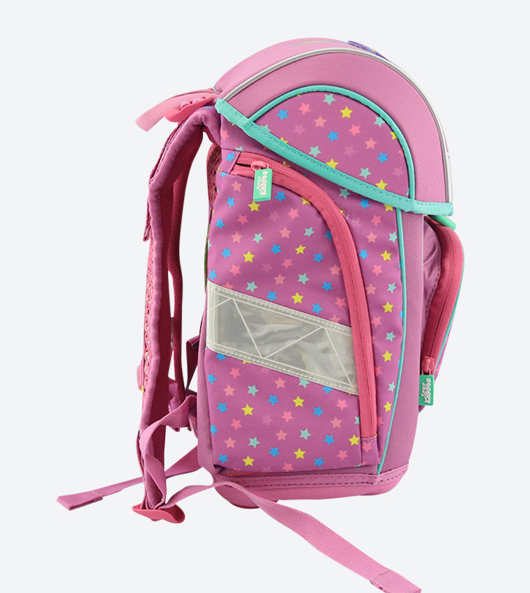 Smily Kiddos Star Printed Zip Pocket Fancy Backpack