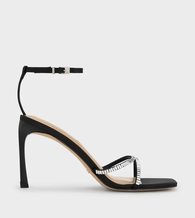 JAYLENE Embellished Ankle Loop Stiletto Sandals
