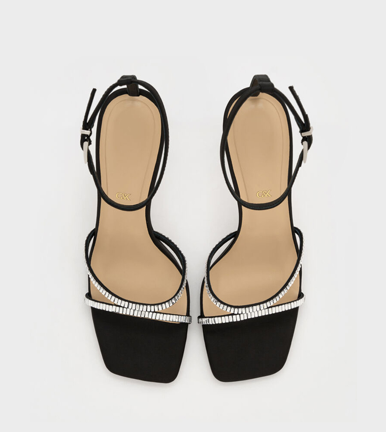 JAYLENE Embellished Ankle Loop Stiletto Sandals