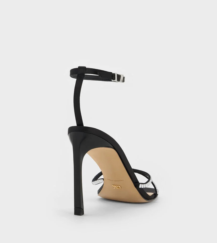 JAYLENE Embellished Ankle Loop Stiletto Sandals