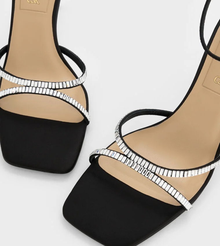 JAYLENE Embellished Ankle Loop Stiletto Sandals