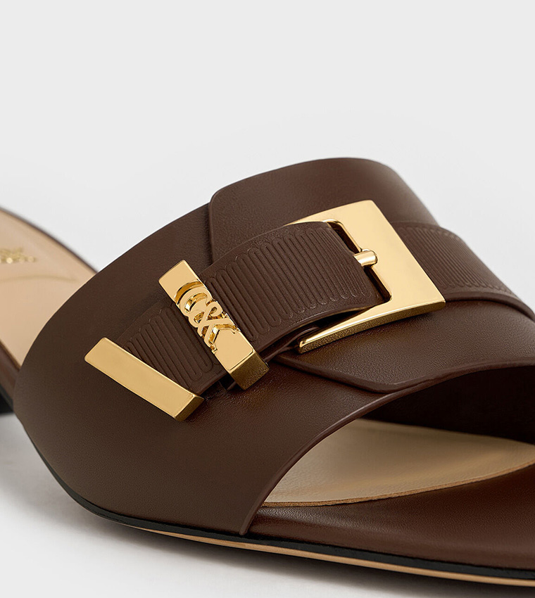 WHITNEY Leather Buckled Block Heel Sandals