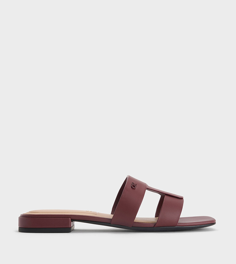 Charles & Keith  Flat Sandals - Burgundy Stilettos