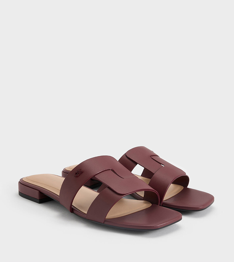 Charles & Keith  Flat Sandals - Burgundy Stilettos