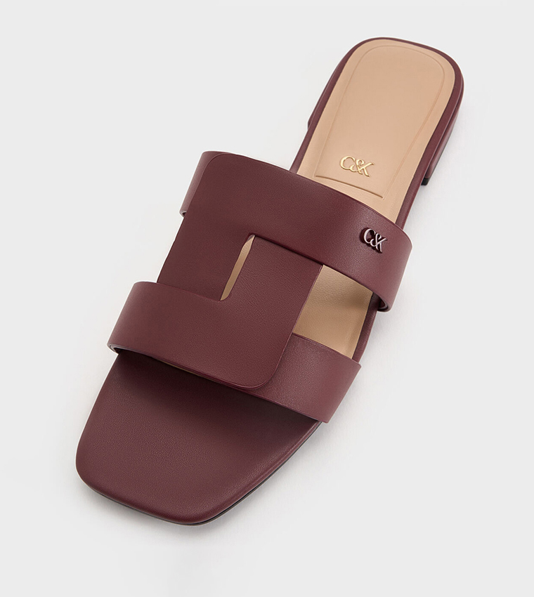 Charles & Keith  Flat Sandals - Burgundy Stilettos