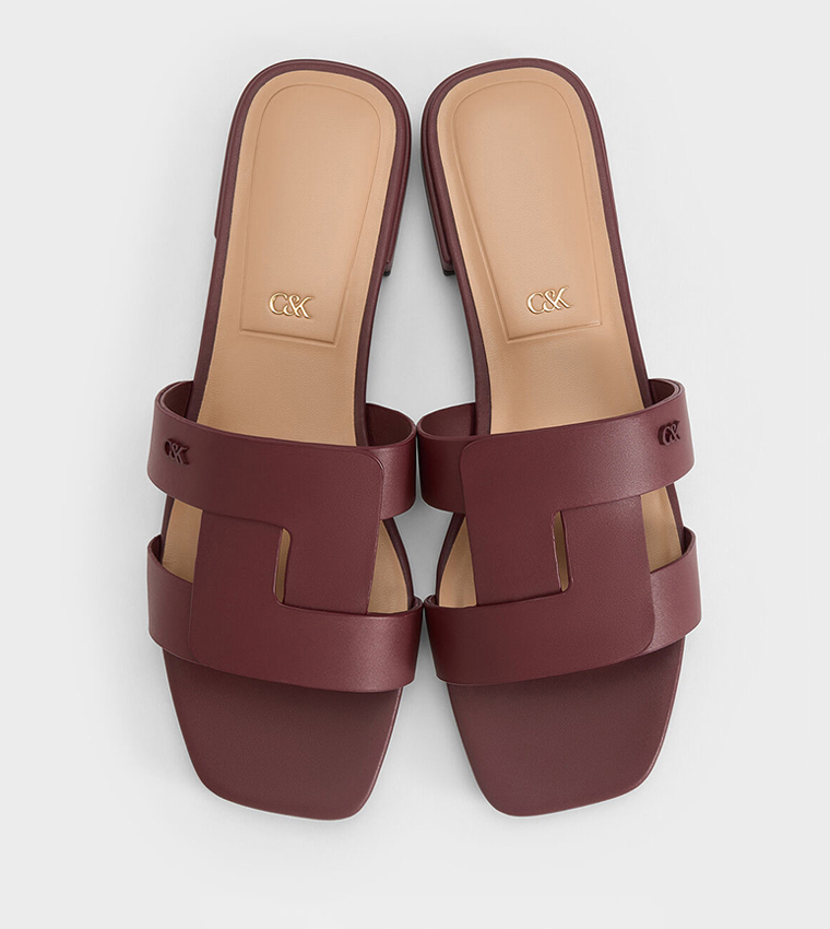 Charles & Keith  Flat Sandals - Burgundy Stilettos