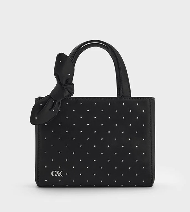 Embellished Bow Detail Mini Tote Bag
