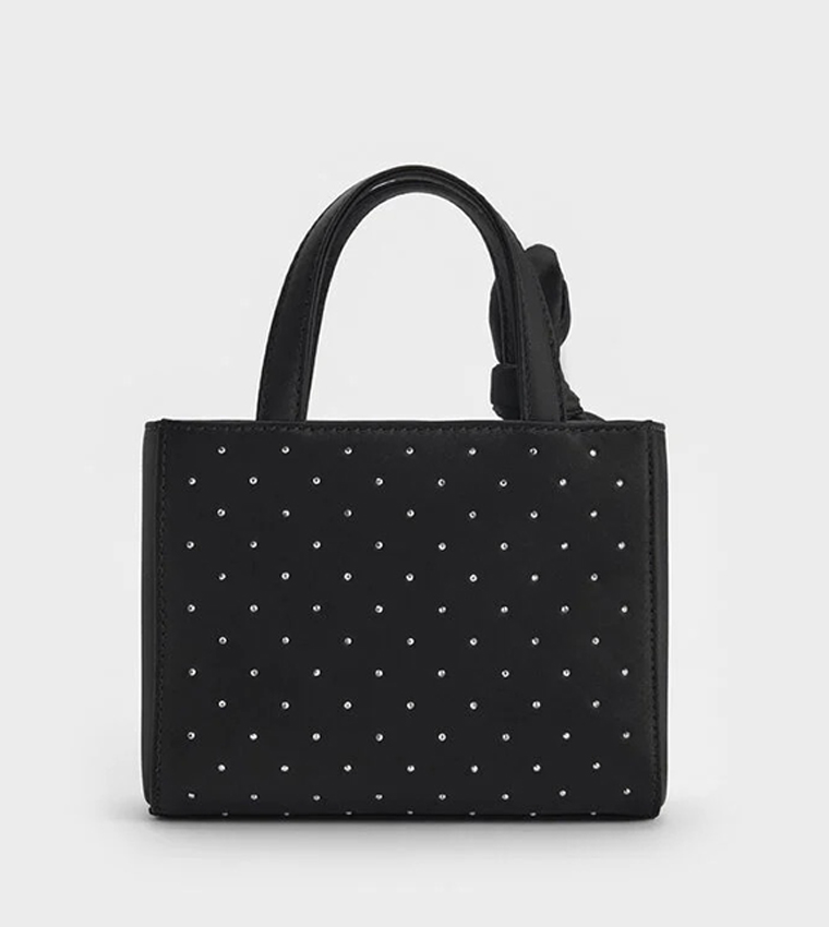 Embellished Bow Detail Mini Tote Bag
