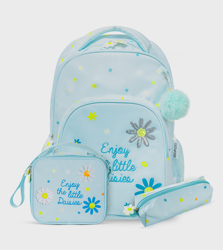 3-Piece 17" School Bag with Lunch Bag and Pencil Pouch - Little Daisy