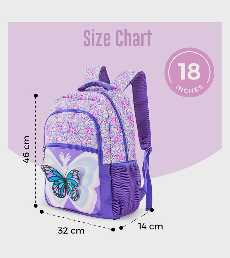 3-Piece 18" Backpack Set with Lunch Bag and Pencil Case - 3D Butterfly