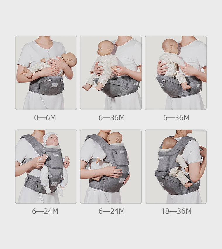 Baby Carrier with Infant Hip Seat - Grey