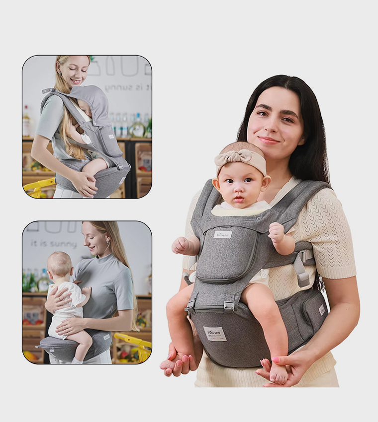Baby Carrier with Infant Hip Seat - Grey