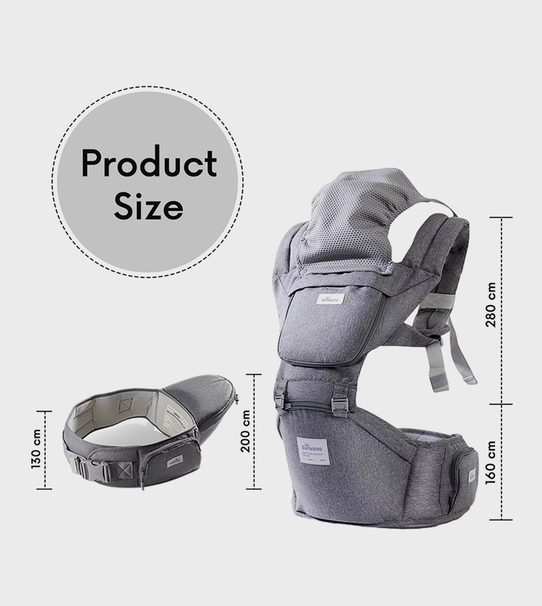 Baby Carrier with Infant Hip Seat - Grey