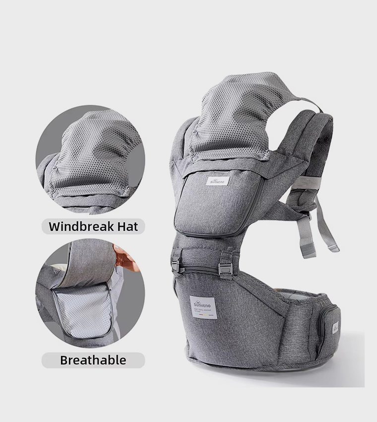 Baby Carrier with Infant Hip Seat - Grey