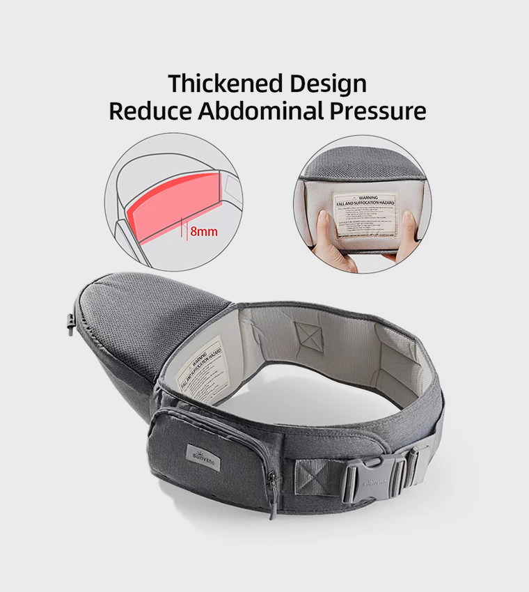 Baby Carrier with Infant Hip Seat - Grey