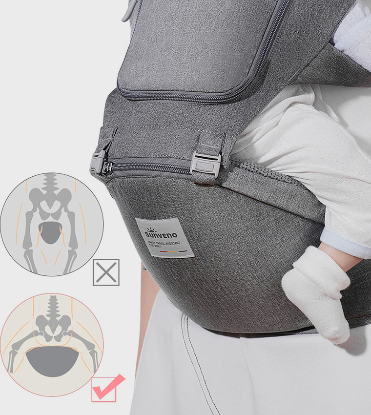Baby Carrier with Infant Hip Seat - Grey