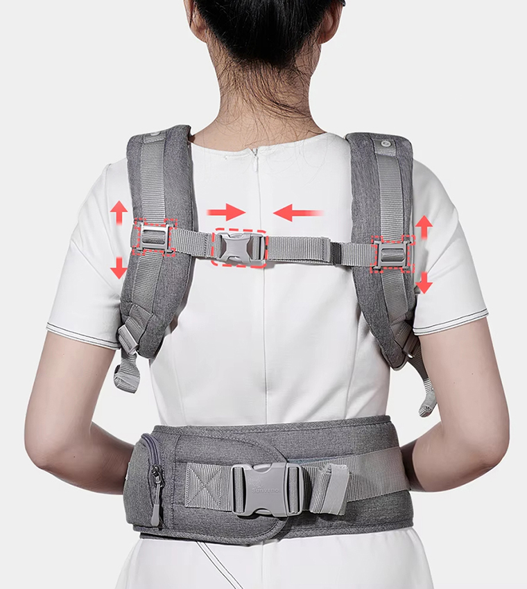 Baby Carrier with Infant Hip Seat - Grey