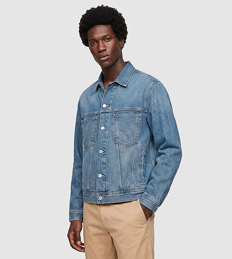Washed Button Closure Denim Jacket